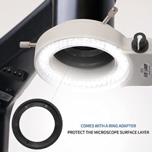 Annhua Microscope LED Ring Light with Dimmer Control, 144 LED Microscope Lamp Source Illuminator Adjustable for Stereo Microscope, Camera and Mini Lathe - White