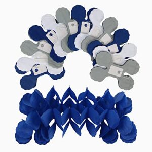 Navy-Blue White-Silver Party-Decorations Streamers Garland - 12pcs Royal Graduation 2022 4-Leaf Clover Paper Streamer Men Boy Birthday Wedding Bridal Shower Flower Banners Fathers Day Decor Ouruola