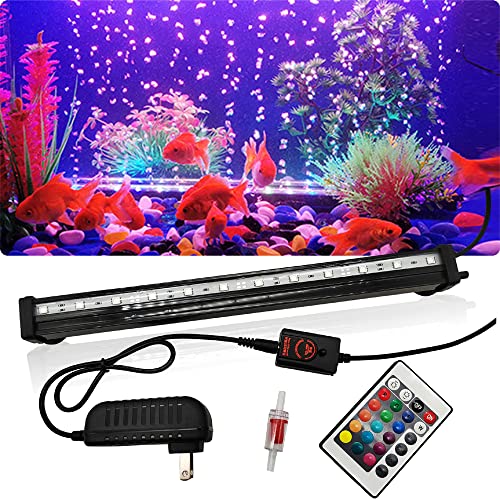 Mayvilife Aquarium Air Bubble Light, IP68 Waterproof Color Change Fish Tank Light with 16 Colors & 4 Flash Modes -12in