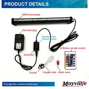 Mayvilife Aquarium Air Bubble Light, IP68 Waterproof Color Change Fish Tank Light with 16 Colors & 4 Flash Modes -12in