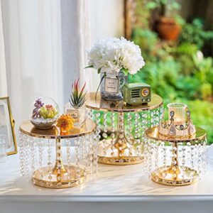 Inweder Tall Wedding Cake Stand - 12" Small Metal Cake Stand with Chandelier Crystal, Gold Mini Cake Pedestal Stand Cake Plate, Cake Stands for Dessert Table, Wedding, Party, Event, Home Decor