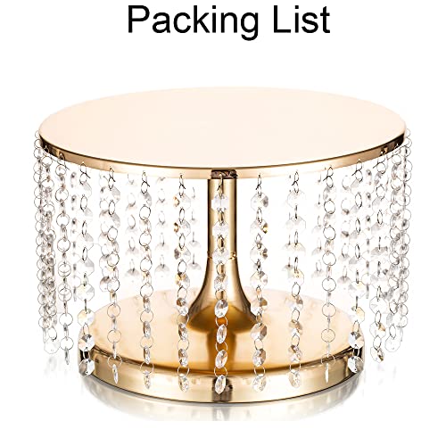 Inweder Tall Wedding Cake Stand - 12" Small Metal Cake Stand with Chandelier Crystal, Gold Mini Cake Pedestal Stand Cake Plate, Cake Stands for Dessert Table, Wedding, Party, Event, Home Decor