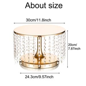 Inweder Tall Wedding Cake Stand - 12" Small Metal Cake Stand with Chandelier Crystal, Gold Mini Cake Pedestal Stand Cake Plate, Cake Stands for Dessert Table, Wedding, Party, Event, Home Decor