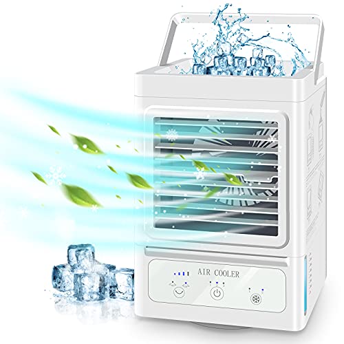 Portable Air Conditioner with 3 Wind Speeds, 60°&120°Auto Oscillation Evaporative Portable Air Conditioner Fan, Quite Personal Air Cooler Humidifier for Home Office Outdoor