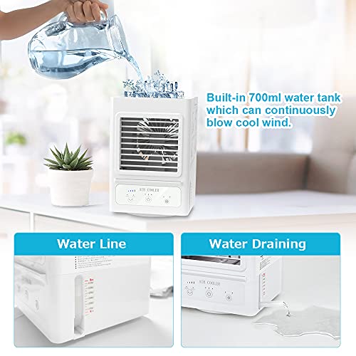 Portable Air Conditioner with 3 Wind Speeds, 60°&120°Auto Oscillation Evaporative Portable Air Conditioner Fan, Quite Personal Air Cooler Humidifier for Home Office Outdoor