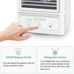 Portable Air Conditioner with 3 Wind Speeds, 60°&120°Auto Oscillation Evaporative Portable Air Conditioner Fan, Quite Personal Air Cooler Humidifier for Home Office Outdoor