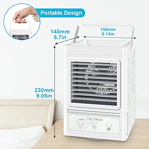 Portable Air Conditioner with 3 Wind Speeds, 60°&120°Auto Oscillation Evaporative Portable Air Conditioner Fan, Quite Personal Air Cooler Humidifier for Home Office Outdoor