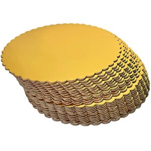 25-Pack 12 inch Sturdy Round Cake Boards, Gold Cardboard Cake Circles Plate Scalloped Base,Pack of 25