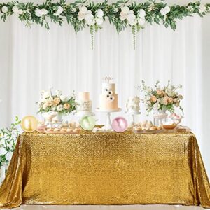 CEMIALLY Gold Sequin Tablecloth for Parties Decoration,50"x50" Rectangle Cover Overlay Sparkle Glitter Shimmer Small Table Cloth for Wedding Birthday Baby Shower Bridal Banquet Dessert Reception Table