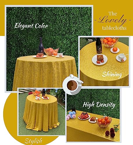 CEMIALLY Gold Sequin Tablecloth for Parties Decoration,50"x50" Rectangle Cover Overlay Sparkle Glitter Shimmer Small Table Cloth for Wedding Birthday Baby Shower Bridal Banquet Dessert Reception Table