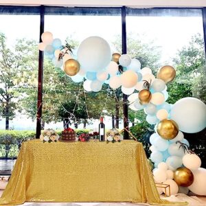 CEMIALLY Gold Sequin Tablecloth for Parties Decoration,50"x50" Rectangle Cover Overlay Sparkle Glitter Shimmer Small Table Cloth for Wedding Birthday Baby Shower Bridal Banquet Dessert Reception Table