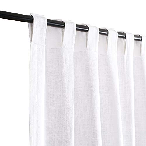 HOMIDATE Set of 2 Livingroom White Cotton Curtains - 50x108 Inch in Tab Top Style - Ideal and Elegant Style for Everyday Use, Bathroom, Window, and Room Décor