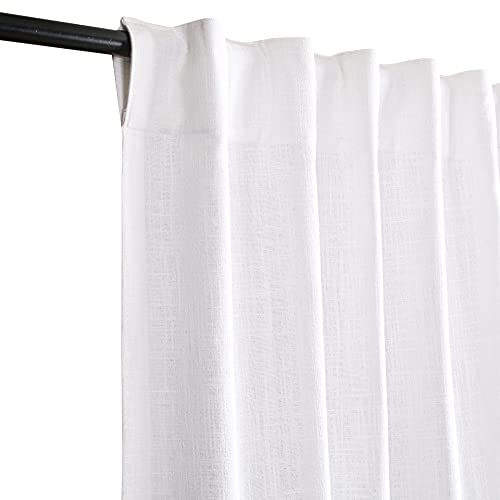 HOMIDATE Set of 2 White Cotton Curtains - 50x96 Inch with Tab Top Style – with Khadi Heavy Textured - Ideal for Window, Bathroom and Living Room Décor