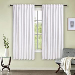 HOMIDATE Set of 2 White Cotton Curtains - 50x96 Inch with Tab Top Style – with Khadi Heavy Textured - Ideal for Window, Bathroom and Living Room Décor