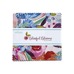 Blissful Blooms Riley Blake 5-inch Stacker by Lila Tueller, 42 Precut Fabric Quilt Squares, 5 Inches