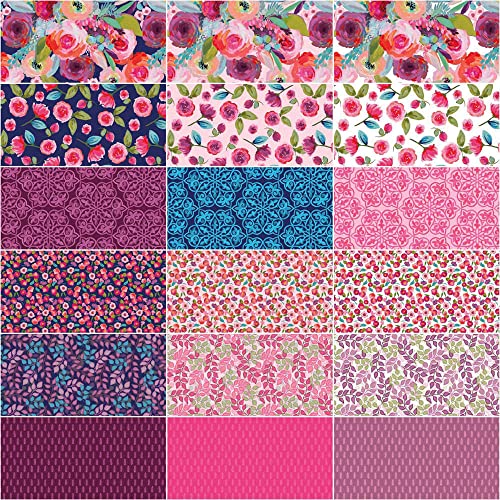 Blissful Blooms Riley Blake 5-inch Stacker by Lila Tueller, 42 Precut Fabric Quilt Squares, 5 Inches