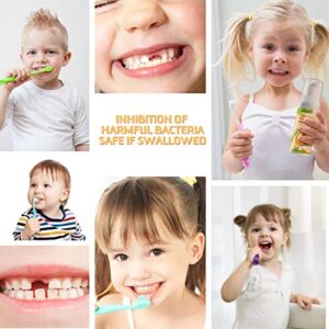 Foam Toothpaste Kids, Children Whitening Toothpaste with Low Fluoride & Natural Formula to Reduce Plaque, Toddler Foaming Toothpaste for U Shaped Toothbrush for Kids Ages 3 and Up (Strawberry&Orange)