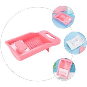 DOITOOL Mini Hand Wash Board, Wash Board Plastic Washing Board Household for Students Clothes Clean Laundry ( Pink )