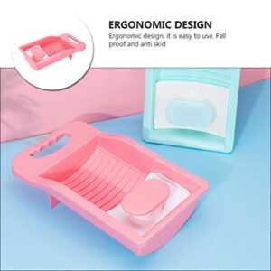 DOITOOL Mini Hand Wash Board, Wash Board Plastic Washing Board Household for Students Clothes Clean Laundry ( Pink )