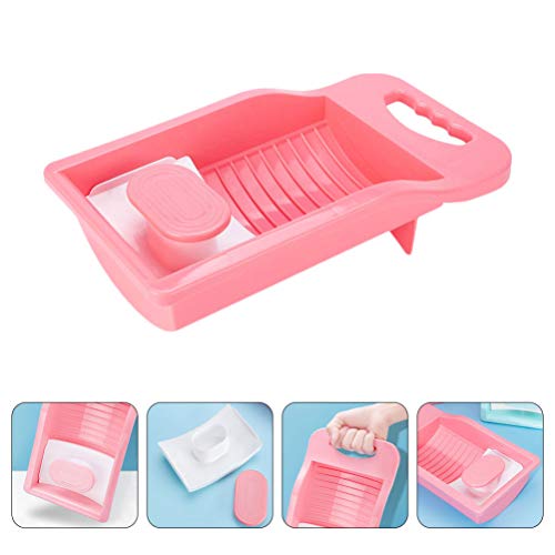 DOITOOL Mini Hand Wash Board, Wash Board Plastic Washing Board Household for Students Clothes Clean Laundry ( Pink )