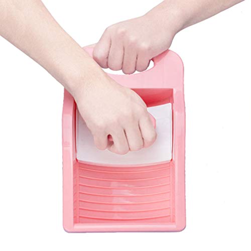 DOITOOL Mini Hand Wash Board, Wash Board Plastic Washing Board Household for Students Clothes Clean Laundry ( Pink )