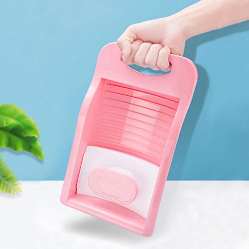 DOITOOL Mini Hand Wash Board, Wash Board Plastic Washing Board Household for Students Clothes Clean Laundry ( Pink )