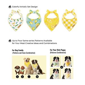 Paws Wishes Dog Bandana 2 Pack, Lemon Fruit and Candy Set Lemon Festival, Pet Friendly Design, Hair and Water Resistant, Adjustable Dog Scarf for Small Boy Girl Dog