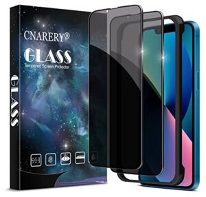 cnarery [2 pack] privacy screen protector for iphone 14/iphone 13/iphone 13 pro, anti spy tempered glass with alignment frame full coverage easy installation anti-peeping