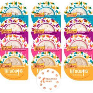 Lil' Soups Mixup 4 Flavors Wet Cat Food/Treats 1.2 oz (3 of Each) Total of 12 Pieces with Healthier Paws Sticker