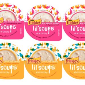 Lil' Soups Mixup 4 Flavors Wet Cat Food/Treats 1.2 oz (3 of Each) Total of 12 Pieces with Healthier Paws Sticker