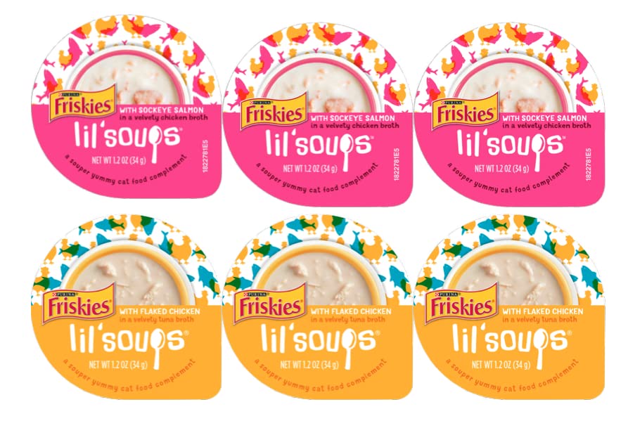 Lil' Soups Mixup 4 Flavors Wet Cat Food/Treats 1.2 oz (3 of Each) Total of 12 Pieces with Healthier Paws Sticker