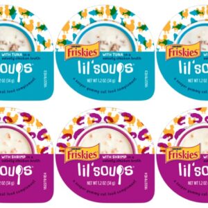 Lil' Soups Mixup 4 Flavors Wet Cat Food/Treats 1.2 oz (3 of Each) Total of 12 Pieces with Healthier Paws Sticker