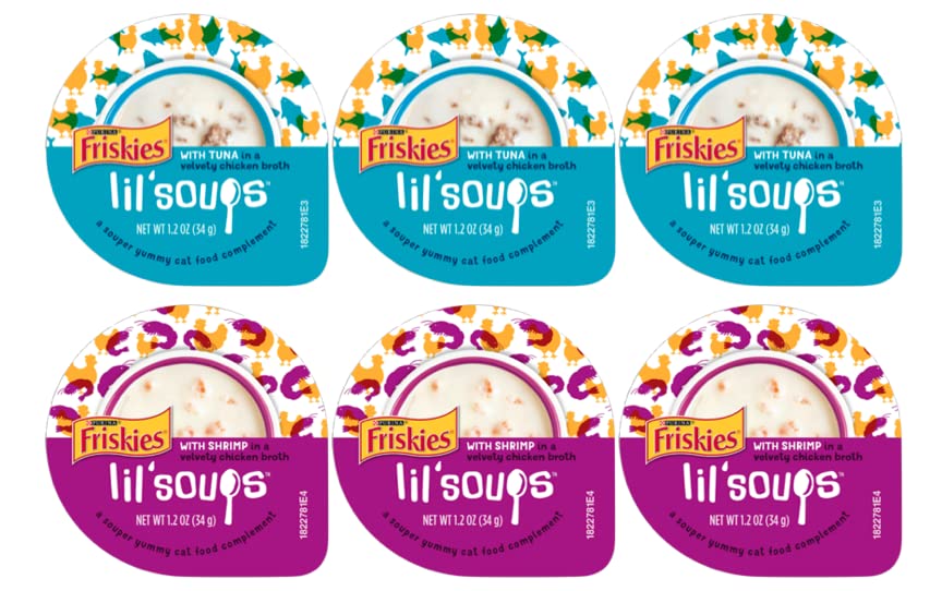 Lil' Soups Mixup 4 Flavors Wet Cat Food/Treats 1.2 oz (3 of Each) Total of 12 Pieces with Healthier Paws Sticker