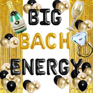 letromp big bach energy balloons gold and black boujee bachelorette party banner bride to be/bubbly bar/bridal shower/bach and boozy/hen party/engagement themed bachelorette party supplies decorations