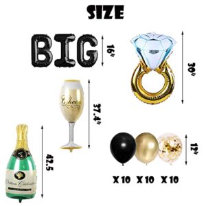 Letromp Big Bach Energy Balloons Gold and Black Boujee Bachelorette Party Banner Bride To Be/Bubbly Bar/Bridal Shower/Bach and Boozy/Hen Party/Engagement Themed Bachelorette Party Supplies Decorations