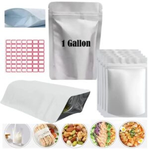 premium mylar bag 1 gallon - thick 9.4 mil 10"x14" airtight vacuum sealing sealable mylar bags for long term food storage - odor free heat resistant - light and moisture proof fresh saver packs 30pcs