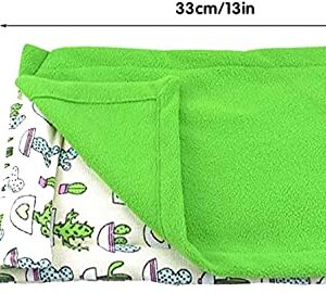 Reptile Sleeping Bag Set Bearded Dragon Blanket Pillow and Sleeping Bag Shelter Couch Accessories for Leopard Gecko Rat Lizard Hamster Small Animals (Green)