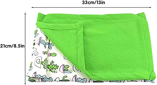 Reptile Sleeping Bag Set Bearded Dragon Blanket Pillow and Sleeping Bag Shelter Couch Accessories for Leopard Gecko Rat Lizard Hamster Small Animals (Green)