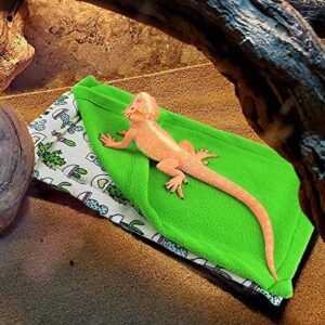 Reptile Sleeping Bag Set Bearded Dragon Blanket Pillow and Sleeping Bag Shelter Couch Accessories for Leopard Gecko Rat Lizard Hamster Small Animals (Green)