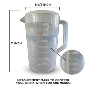 Smarthome Homesmart Plastic Water Pitcher, Juice 1 Gallon Pitchers With 4 Cups 12.5 oz, Tea Jug, Container, White Beverage For Ice & Lemonade, 4L Mixing BPA-free