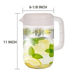 Smarthome Homesmart Plastic Water Pitcher, Juice 1 Gallon Pitchers With 4 Cups 12.5 oz, Tea Jug, Container, White Beverage For Ice & Lemonade, 4L Mixing BPA-free