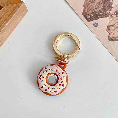 HSYHERE Creative Beautiful Donut Protection Case for AirTag, Men Women Lightweight Soft TPU Silicone Rubber Anti-Lost Finder Tracker Locator AirTags Case Cover Car Keychain Key Ring Key Chain -Pink