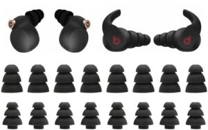 zotech 20 pcs triple flange ear tips silicone replacement ear buds tips for wf-1000xm4 / wf-1000xm3 / beats fit pro (black)