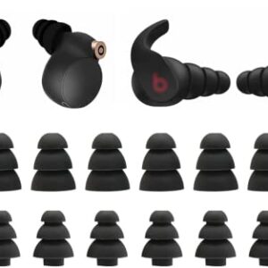 Zotech 20 Pcs Triple Flange Ear Tips Silicone Replacement Ear Buds Tips for WF-1000XM4 / WF-1000XM3 / Beats Fit Pro (Black)