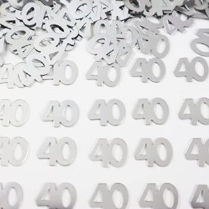 40th Happy Birthday Confetti for Table - Number 40 Confetti for Birthday Anniversary Party Decorations, Anniversary Party Birthday Confetti for 40th, Happy 40 Birthday Confetti for Table Decorations, Party Supplies (Silver)