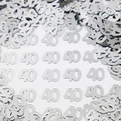 40th Happy Birthday Confetti for Table - Number 40 Confetti for Birthday Anniversary Party Decorations, Anniversary Party Birthday Confetti for 40th, Happy 40 Birthday Confetti for Table Decorations, Party Supplies (Silver)