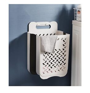 large-capacity wall-mounted laundry hamper, household folding clothes storage laundry basket, plastic dirty clothes basket. (white)