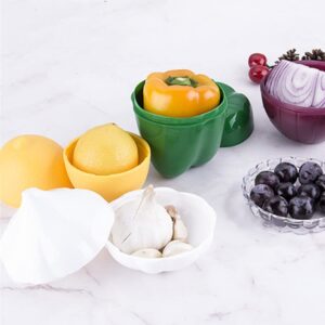 OUKEYI 5Pieces Fruit and Vegetable Storage Containers Reusable Refrigerator Box Storage Bowls Saver Holder Keeper for Green pepper,