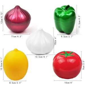 OUKEYI 5Pieces Fruit and Vegetable Storage Containers Reusable Refrigerator Box Storage Bowls Saver Holder Keeper for Green pepper,