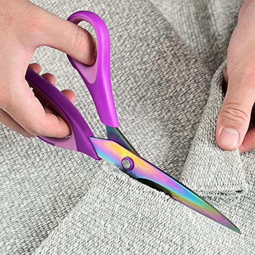 Fabric Scissors, 3 PCS Sewing Scissors All Purpose, Purple Handle Colorful Titanium Plating Sharp Fabric Scissors for Office, Craft Scissors by Missraza